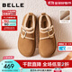 百麗（Belle）復(fù)古毛邊雪地靴女2025冬新商場同款舒適毛里休閑鞋E5N1DDM5預(yù)售 棕色 37