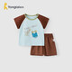 童泰（TONGTAI）寶寶短袖套裝夏季純棉嬰兒衣服兒童休閑薄款上衣短褲栗殼100cm