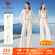 駱駝（CAMEL）連帽三件套女闊腿瑜伽運動(dòng)休閑套裝 Y24CA4L0634 淺杏白 S
