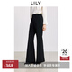 LILY2025冬新款女裝復古窄版休閑彈力加絨氣質(zhì)通勤黑色微喇褲西褲 510黑 M