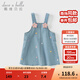 戴維貝拉（DAVE＆BELLA）女童牛仔背帶裙甜美小童無(wú)袖連衣裙秋裝新款兒童公主裙女寶寶裙子 牛仔藍【現貨】 120 cm（建議身高110-120cm）