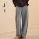 善己冬季新款加絨加厚百搭高腰寬松直筒休閑褲2025休閑闊腿彎刀褲 云絮灰 XL 【現貨發(fā)售】