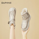 DAPHNE達芙妮厚底雪地靴女時(shí)尚加絨舒適短靴東北戶(hù)外增高保暖大棉鞋 金色 39