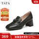 他她（TATA）粗跟氣質(zhì)樂(lè )福鞋女鞋通勤一腳蹬單鞋2025春季新款7BC24AA5 黑色 37
