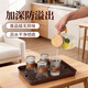 沃德百惠（WORTHBUY）茶盤(pán)茶托家用雙層瀝水托盤(pán)客廳茶幾茶具茶杯水果甜品盤(pán) 棕加大號