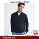 Abercrombie & Fitch【半拉鏈立領(lǐng)】小麋鹿圖案男裝25秋冬新款毛衣針織衫120-5139 海軍藍 S (175/92A)