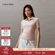 Calvin Klein Jeans夏季女士休閑簡(jiǎn)約ck刺繡POLO翻領(lǐng)修身重磅短袖T恤J221839 TF6-貝殼粉 S
