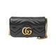 古馳（GUCCI）女包 Marmont馬蒙牛皮鏈條單肩包GG酷奇經(jīng)典斜挎包包女士 mini 黑色 16.5cm 酷奇女包 七夕情人節禮物