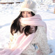 桂岐馬海毛圍巾女冬季韓版百搭粉色顯白雪天防寒純色保暖圍脖高級感潮 小清新純色圍巾【粉色210*35cm】