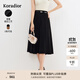 珂萊蒂爾中長(zhǎng)款通勤收腰顯瘦百褶半身裙女a(chǎn)字裙子 黑色 L