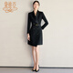 黛維亞黑色不規則連衣裙春季小香風(fēng)通勤職業(yè)裝輕熟西裝裙2025新 黑色 L