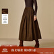 茵曼（INMAN）茵曼2025冬女裝新款美拉德燈芯絨A字百褶中長(zhǎng)傘裙半身裙 深咖色 S