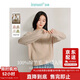 茵曼綿羊毛保暖羊毛衫秋冬女裝顯瘦打底針織毛衣長(cháng)袖上衣 卡其色 L 
