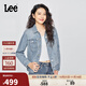 Lee25秋冬新品標準版翻領(lǐng)淺藍色女牛仔夾克外套 淺藍色  XL 