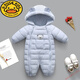 G.DUCKKIDS品牌嬰兒男女童連體羽絨棉服秋冬季0-1-2-3歲小童加厚款外出爬服 藍色 80cm 建議4-9個(gè)月14-18斤