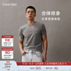 Calvin KleinJeans夏季男女情侶中性年輕ck多色印花透氣修身短袖T恤J320931 P2D-鴿子灰 L （推薦145-160斤）