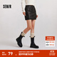 森馬（Semir）陳都靈同款半身裙女高腰柔軟PU仿皮裙子2024冬新款酷感辣妹短裙 黑色調00399 M
