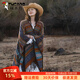 啄木鳥(niǎo)民族風(fēng)披肩女云南川西藏新疆西北旅游外搭斗篷空調房加厚針織圍巾 孔雀藍