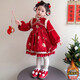 G.duck品牌童裝女童漢服連衣裙兒童年服裙加厚保暖冬裝過(guò)年衣服洋氣裙子 紅色 150 cm