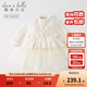 戴維貝拉（DAVE＆BELLA）童裝小香風(fēng)連衣裙女童寶寶衣服兒童公主裙網(wǎng)紗裙秋冬新款小童服裝 米白 100 cm（建議身高90-100cm）