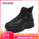 斯凱奇（Skechers）女鞋戶(hù)外休閑增高厚底透氣高幫鞋松糕保暖舒適177236 全黑色/BBK 35.5