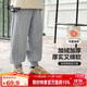 Disney baby迪士尼兒童衛褲男女童加絨加厚長(cháng)褲中小童裝冬季保暖褲 淺花灰100
