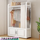 法卡威2024新款升級加厚實(shí)木臥室掛衣架簡(jiǎn)約落地置物架掛包置物架收納柜 80全白色帶柜無(wú)簾
