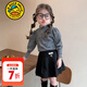 G.duck小黃鴨童裝女童加絨打底衫秋冬季2025新款兒童半高領(lǐng)長(cháng)袖內搭冬裝 灰色 90 建議1~2歲【 80-90cm】cm
