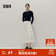 森馬（Semir）半身裙女高腰松緊腰寬松A字塔裙優(yōu)雅顯高秋花邊長(cháng)裙溫柔甜美 本白10102 S