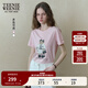 Teenie Weenie小熊女裝T恤2025秋季新款精美重工刺繡通勤短袖上衣 淺粉色 M