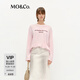 MO&Co.棉麻T(mén)恤春含亞麻水墨印花繡花MBE1TEE008淡人穿搭 淡粉色 S 160