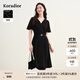 珂萊蒂爾2025夏季新款優(yōu)雅氣質(zhì)V領(lǐng)連衣裙女短袖修身裙子 黑色 L
