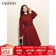 LAGOGO【新年戰袍】紅色連衣裙女拉谷谷2025春新款法式裙子拜年裙 紅色 L