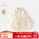 班喜迪女童連衣裙秋裝兒童國風(fēng)公主裙周歲寶寶禮服秋冬加絨網(wǎng)紗裙子套裝 米色 加絨 120