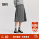 森馬（Semir）森馬半身裙女仿毛呢裙子24冬新款A(yù)字百褶裙遮胯顯瘦109724120001