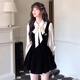 妙奕嘉秋冬季連衣裙女黑色絲絨小香風(fēng)裙子高級感2025新款包臀裙打底純欲 法式波點(diǎn)假兩件絲絨連衣裙 M 【建議110斤內】