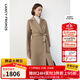 朗姿冬新款女裝簡(jiǎn)約洋氣中長(cháng)款水波紋羊毛雙面毛呢外套大衣 淺米色2 M