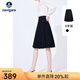 Navigare意大利小帆船半身裙女春秋季百搭a字裙時(shí)尚百褶裙顯瘦通勤半裙女 暗夜黑 XL