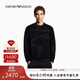 EMPORIO ARMANI/阿瑪尼官方旗艦新款男寬松套頭圓領(lǐng)植絨印花運動(dòng)休閑衛衣秋冬 【寬松版】黑色 L  (推薦：150-170斤)