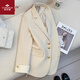 俞兆林米白色西裝外套女2025春季新款韓版設計感小眾時(shí)尚氣質(zhì)通勤小西服 米白 M 建議100-110斤