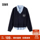 森馬（Semir）毛衣女冬刺繡V領(lǐng)絞花毛衫無(wú)袖襯衫氣質(zhì)學(xué)院風(fēng)兩件套101724107029