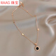 RAAG玫瑰金項鏈女輕奢小眾感吊墜鎖骨頸鏈網(wǎng)紅羅馬數字毛衣鏈 玫瑰金