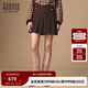 Teenie Weenie小熊女裝半身裙2025秋新款氣質(zhì)學(xué)院風(fēng)簡(jiǎn)約刺繡百褶裙 棕色 M