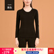 意芬三倍親膚保暖內衣女貼片恒溫發(fā)熱防寒秋衣秋褲套裝德絨加厚女士 黑色 2XL