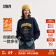森馬（Semir）衛衣女設計感圖案oversize發(fā)熱抑菌冬繡花抓絨上衣慵懶學(xué)院風(fēng) 中國藍80544（特寬松款介意可拍小一碼） M