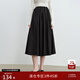 自巧小個(gè)子復古格紋顯瘦闊腿裙褲女2025新款寬松七分褲高級感褲子 謐黑色 S （尺碼：3）