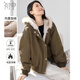 初申秋冬棉服女保暖連帽時(shí)尚撞色毛領(lǐng)拼接百搭保暖棉襖外套S54F126