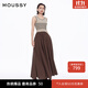 moussy【鐘楚曦同款】 復古風(fēng)條紋針織拼接背心連衣裙028ISZ70-3861 060棕色 均碼