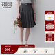 Teenie Weenie小熊女裝春夏休閑時(shí)尚高腰百褶半身裙可拆卸腰帶短裙 深灰色 S (160)
