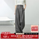 尚都比拉高腰顯瘦休閑褲女春秋氣質(zhì)高級感長(cháng)褲子寬松闊腿褲 花紗灰 L 